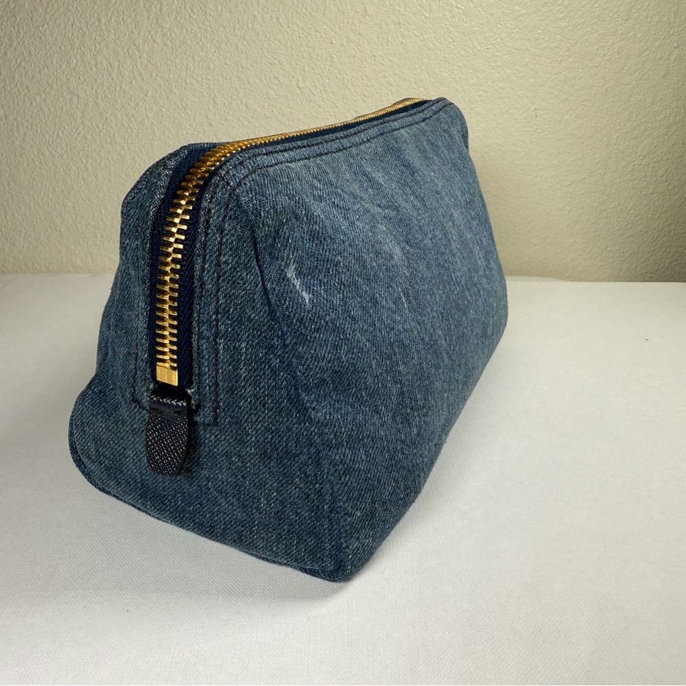 Prada Blue Denim Cosmetic Pouch with Gold Hardware - Picture 8 of 16